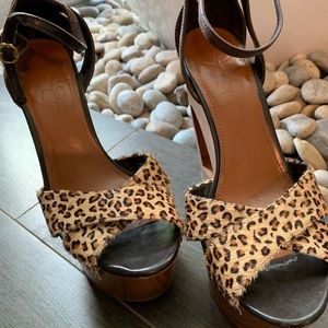Jessica Simpson Leopard print sandal wedges